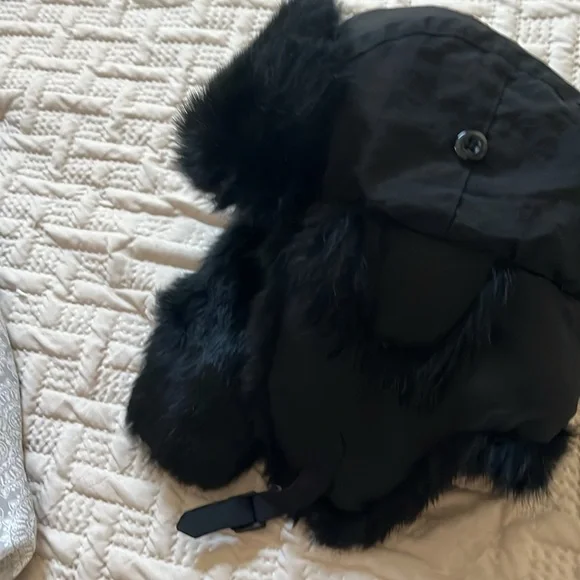 Norko Black Real Rabbit Fur Trapper Hat. Size XL - Picture 6 of 6